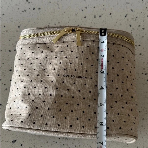 Kate Spade Out To Lunch Tote Bag Polka Dots Beige Black Insulated Picnic Cooler - Picture 6 of 12